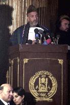 Karzai speaks at inauguration of new Afghan government